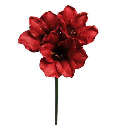 Konstgjord Amaryllis blomma i röd.